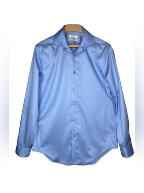 Calvin Klein Mens Blue Dress Shirt Slim Fit 15.5 32/33